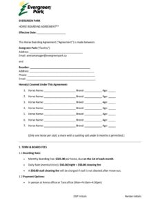 FOSTER'S PAVILION BOARDING AGREEMENT