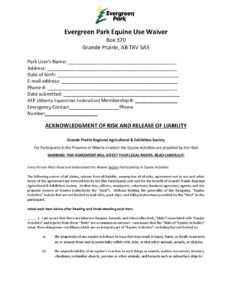 FOSTER'S PAVILION EQUINE USE WAIVER