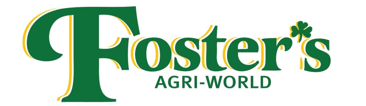 A green and yellow logo prominently displays the name Foster, followed by a three leaf clover and the letter S, with AGRI WORLD written below it.