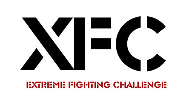 A white background features the large black stencil letters XFC above the smaller red stencil text Extreme Fighting Challenge.