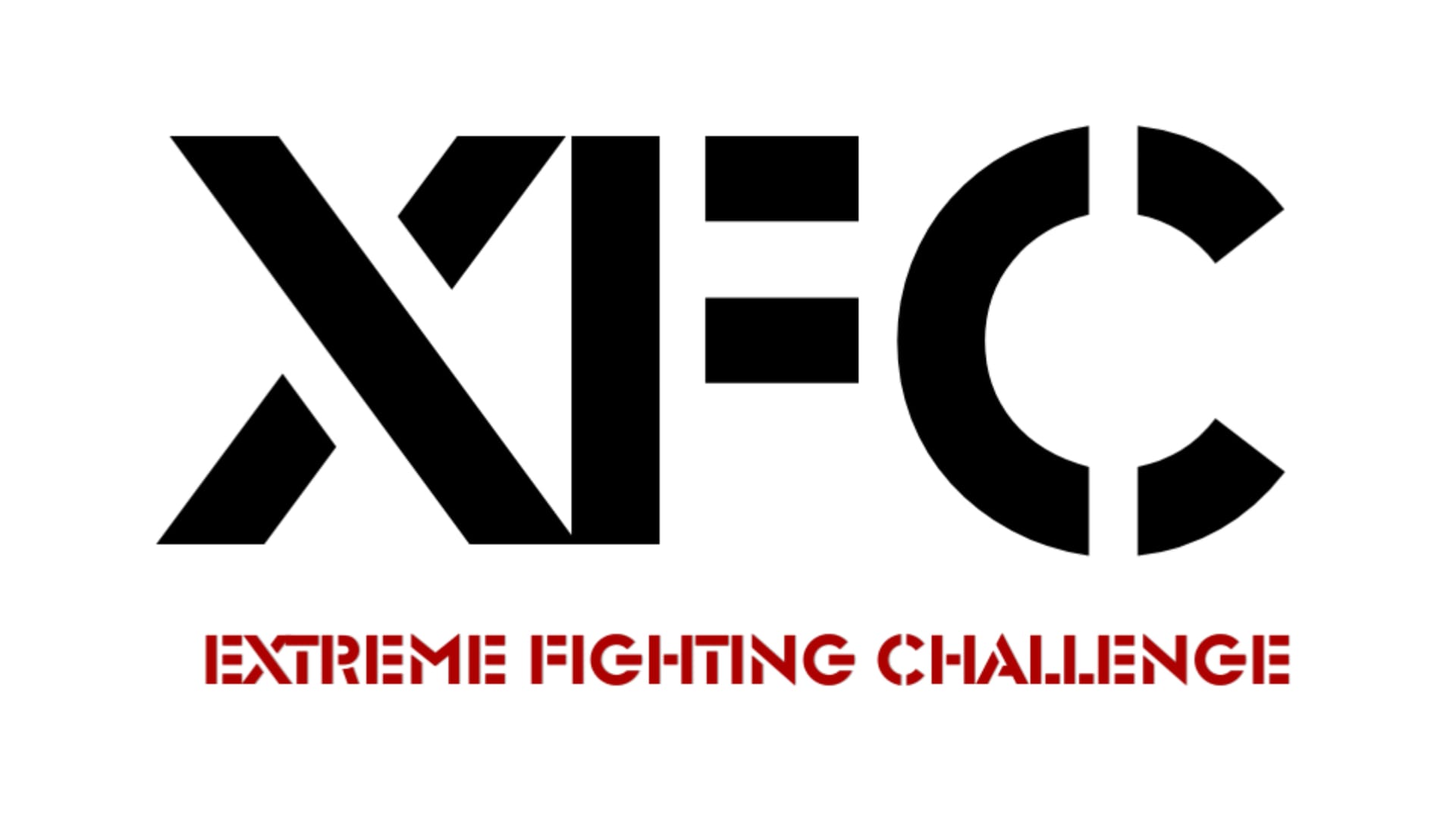 Bold black stylized letters XFC are prominently displayed above smaller red stencil text reading Extreme Fighting Challenge on a clean white background.