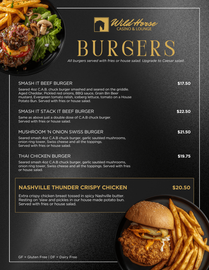 From steak, wings, and pasta to other tasty creations, there’s something for every craving!